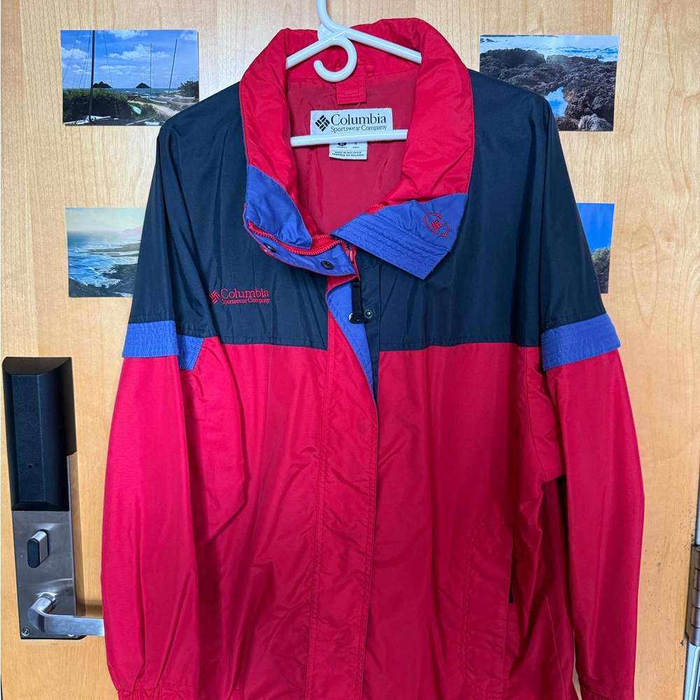 Columbia Red and Blue Ski Jacket Weather-Resistant Insulated